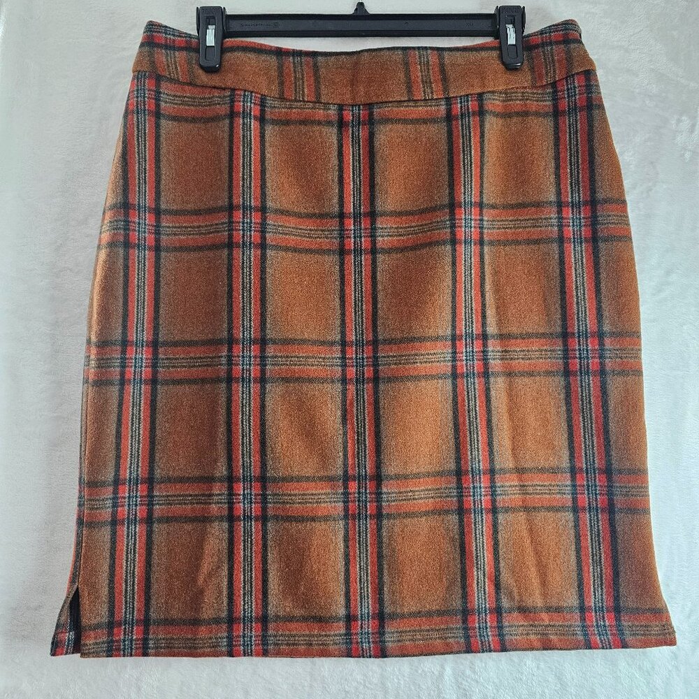 Sweet Salt Plaid Pencil Skirt Wool Blend Multicolor Size 14/16 Check Pattern